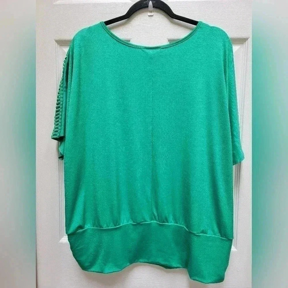 ALYX Women's Emerald Green Open Cut Short Sleeve Blouse Plus Size 3x - Picture 2 of 4